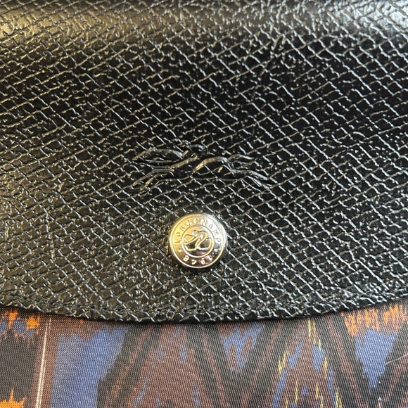 Longchamp Le Pliage Leather Shoulder Tote Bag Blue Orange Pattern - Picture 4 of 12